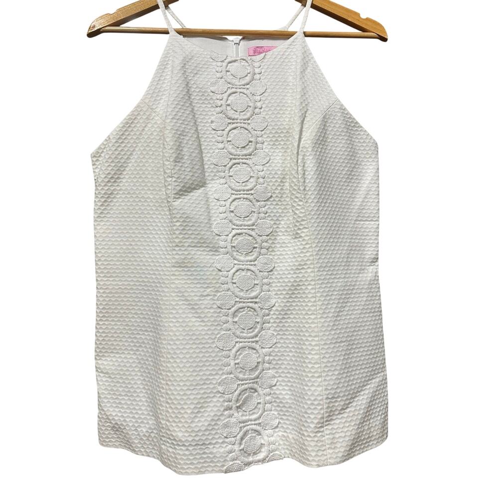 Lilly Pulitzer White Eyelet Halter Neck Sleeveless Top